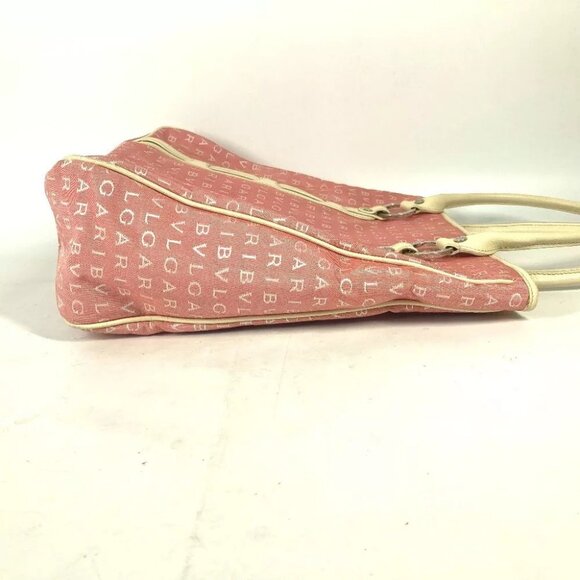 BVLGARI Logo mania Vertical Tote Bag Shoulder Bag Leather/Canvas pink/White - Picture 13 of 15